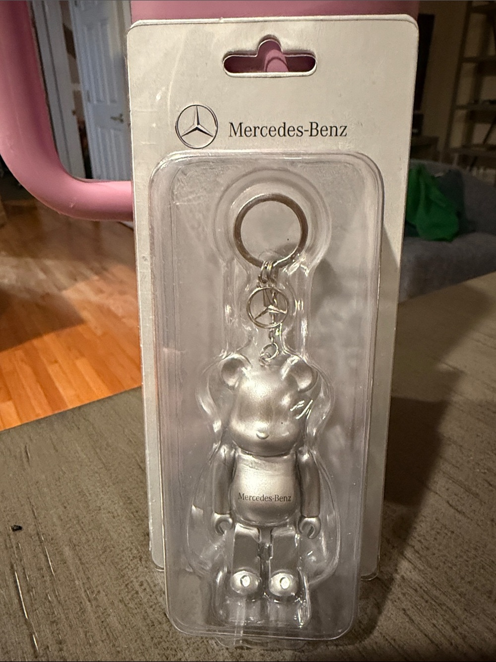 Bearbrick mercedes-Benz Silver Bear Keychain
